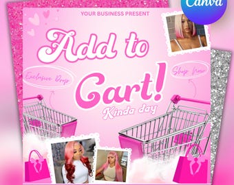 Add to Cart Flyer: Hair, Lashes, & Braids - Canva Template (Digital Download)