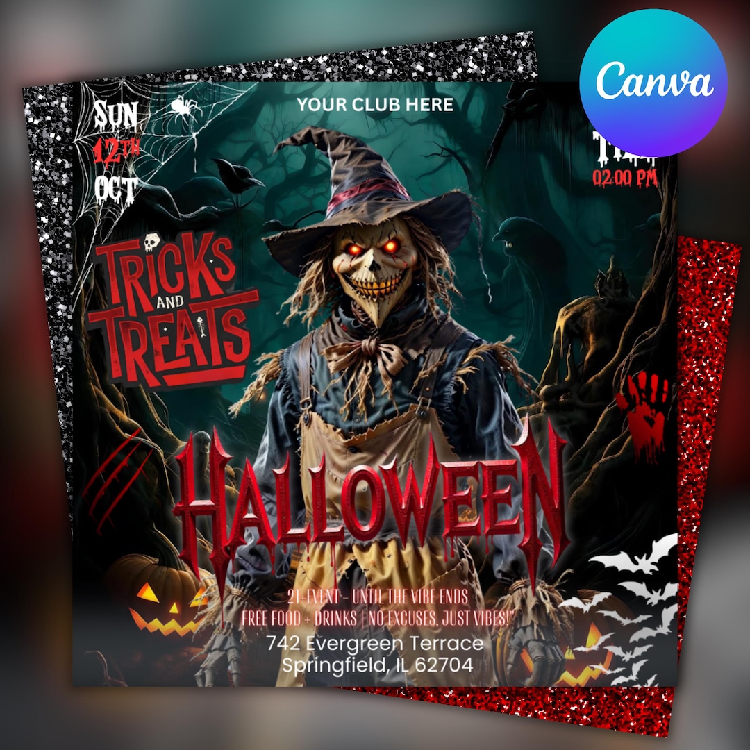Editable Halloween Party Flyer: Social Media Announcement (canva ...