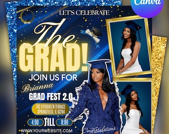 Graduation Celebration Flyer: Editable Canva Template (Digital Download