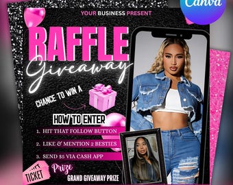 Raffle Giveaway Flyer: Beauty Salon Template (Canva Editable, Digital Download
