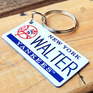Personalized New York Yankees Engraved Keychain,  Key Ring,  Key Tag,  Any Name,  Made to Order,  Sports Team.