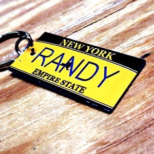 Personalized New York License Plate Engraved Keychain,  Empire State,  Key Ring,  Key Tag,  Any Name,  Made to Order.