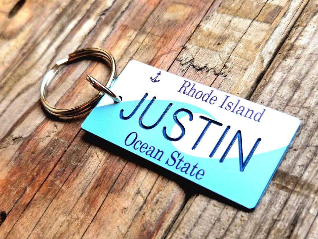 Personalized Rhode Island License Plate Keychain: Engraved Ocean State ...