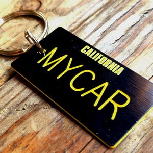 Personalized California License Plate Keychain: Custom Engraved Key Tag