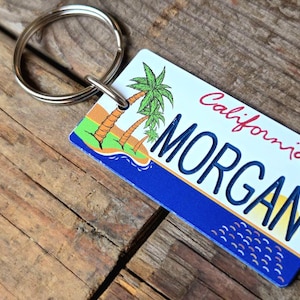 Personalized California License Plate Engraved Keychain,  Key Ring,  Key Tag,  Any Name Made to Order
