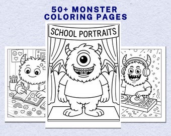 Monster Coloring Pages, Adorable Monsters,  50+ Cute Fun and Spooky Creatures