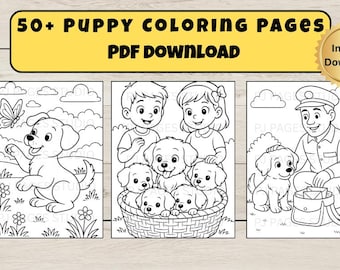 Puppy Coloring Pages, 50+ Printable Dog Designs for Kids, Dog Lovers Coloring Sheets, Cute Puppy Coloring