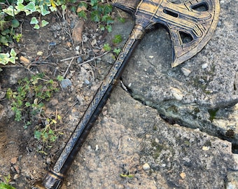 Skyrim inspired Dwarfen War Axe | life-size realistic 3D-printed axe | con-ready cosplay prop | display decor