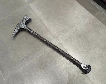 Skyrim inspired Steel Warhammer | life-size realistic 3D-printed Warhammer | con-ready cosplay prop | display decor