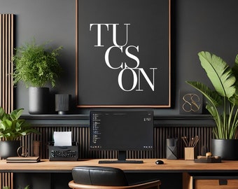 Tucson Arizona Modern Wall Art Print, typography art, contemporary poster, urban design print, black and white, Tucson AZ, FREE SHIPPING