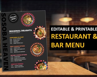 Restaurant Menu Flyer Template | Food Menu Flyer Template | Printable Restaurant flyer | MS Powerpoint | Instant download