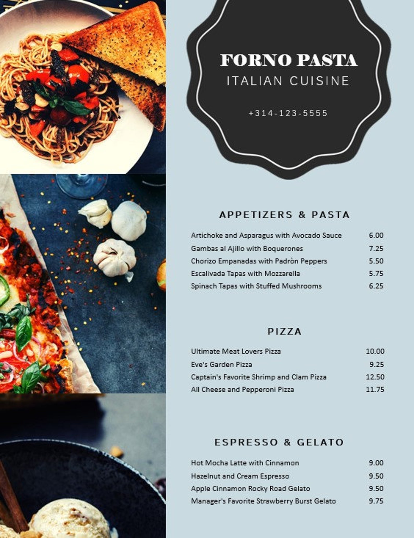 Pizza Pasta Italian Restaurant Menu Flyer Template Food Menu Etsy