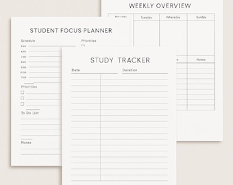 Student Planner Bundle | Daily, Weekly & Study Tracker | Printable PDF Pack for Students