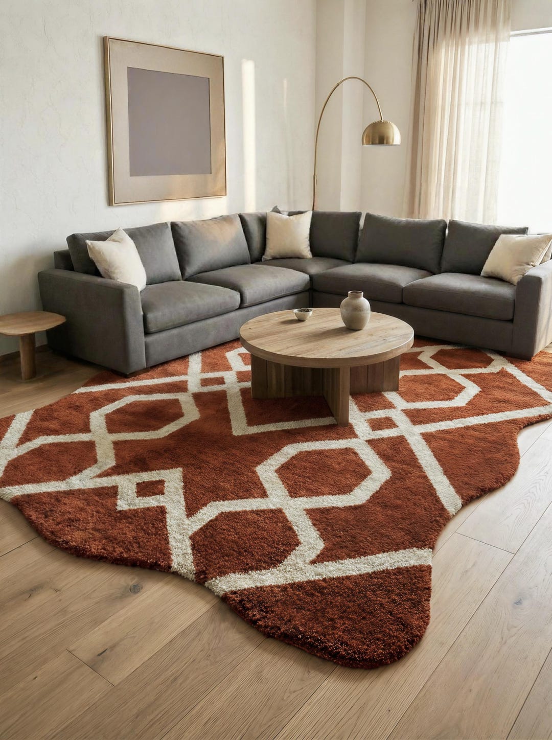Zareen Rugs Luxury Shaggy Area Rug, Custom Size Irregular Shape Plush ...
