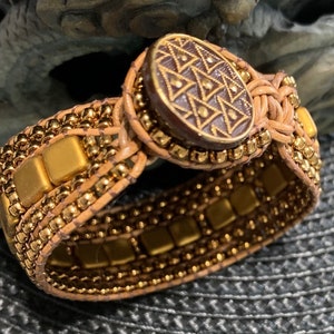 Beaded Leather Cuff Wrap Bracelet image 2