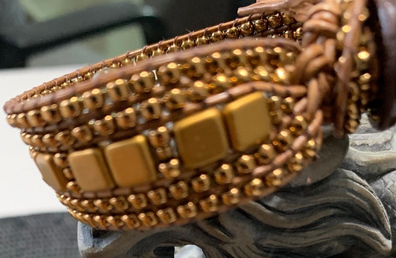 Beaded Leather Cuff Wrap Bracelet image 3