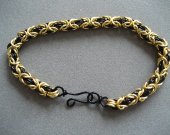 Chain Mail Bracelet Kit  Vintage Bronze and Gold Chainmail Kit
