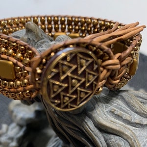 Beaded Leather Cuff Wrap Bracelet image 1