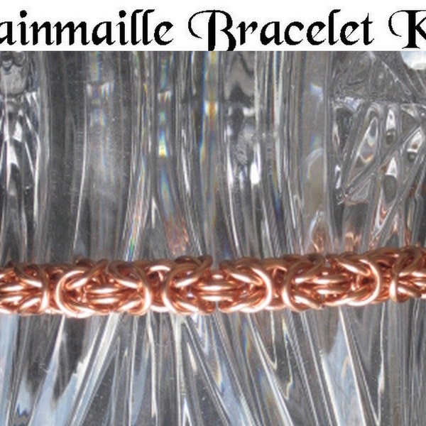 Chainmaille Bracelet KIT with Instructions -- Byzantine Weave Non Tarnish Copper