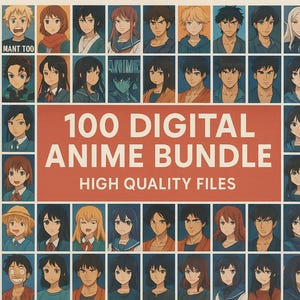 100 Anime Digital Bundle – High Quality JPGs | Mixed Styles, Sizes | Characters | Instant Download Phone | Poster Wallpapers