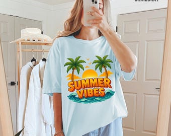 Comfort Colors® Summer Shirt, Summer Vibes Trendy Shirt, Hello Summer Shirt, Best Gifts for Her, Beach Shirt