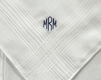 Men's Handkerchief  w/Free Monogram, groomsmen, wedding, 2nd anniversary gift, 100% cotton