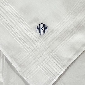 Men's Handkerchief  w/Free Monogram, groomsmen, wedding, 2nd anniversary gift, 100% cotton