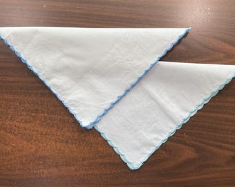 Something Blue handkerchief, 100% cotton, bridesmaid, wedding gift, monogram available