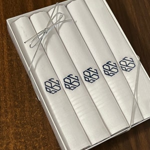 5  Men&#39;s Handkerchiefs in gift box , Free Monogram, Father&#39;s Day, second anniversary, Men&#39;s Birthday, monogram handkerchief,