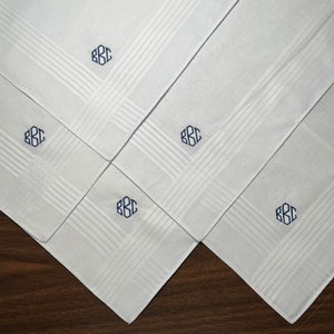 5  Men&#39;s Handkerchiefs, Free Monogram, Father&#39;s Day, second anniversary, Men&#39;s Birthday, monogram handkerchief,