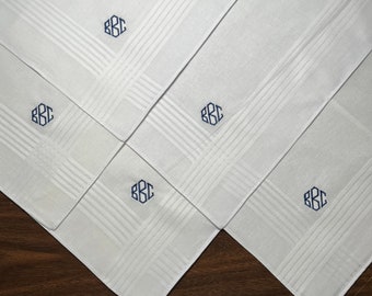 5  Men's Handkerchiefs, Free Monogram, Father's Day, second anniversary, Men's Birthday, monogram handkerchief,