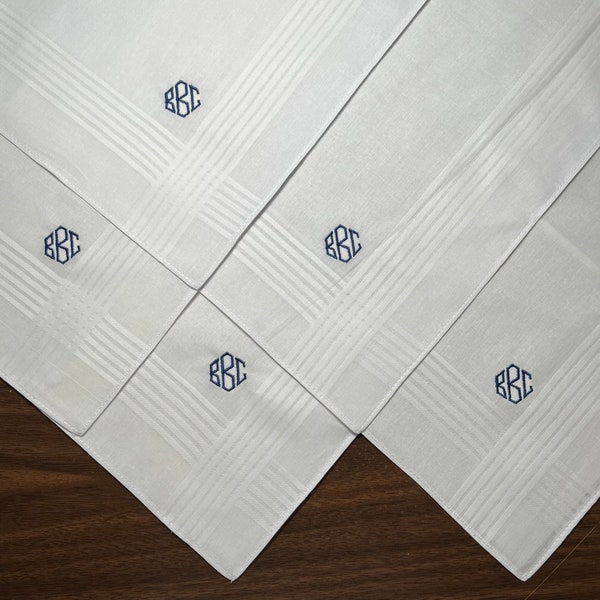 5  Men's Handkerchiefs, Free Monogram, Father's Day, second anniversary, Men's Birthday, monogram handkerchief,