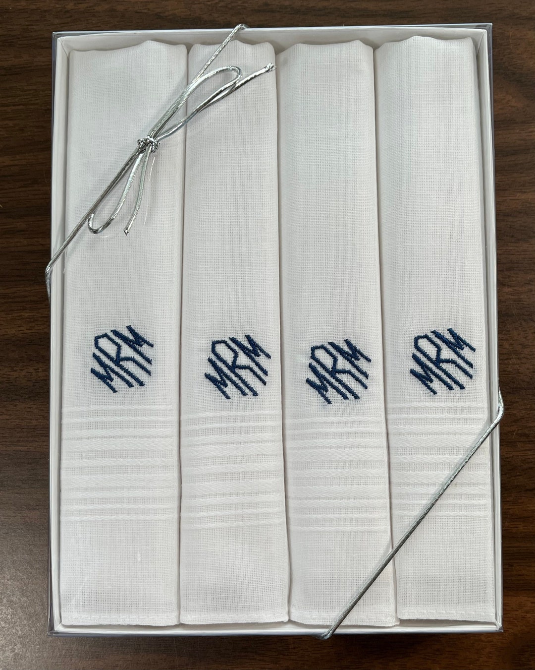 Men's Handkerchief Boxed Set of 4 Free Monogram Wedding Etsy