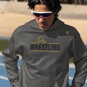 Varsity Pro Wrestling Hooded Sweatshirt | Pro Wrestling Fan Hoodie, Wrestling Gift, Unisex Hoodie, Gym Pump Cover