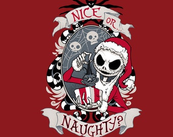 Scary Santa TEE, Unisex/Ladies/Kids, Christmas, Jack Skellington, nightmare, holidays, skull, Santa, FREE SHIPPING