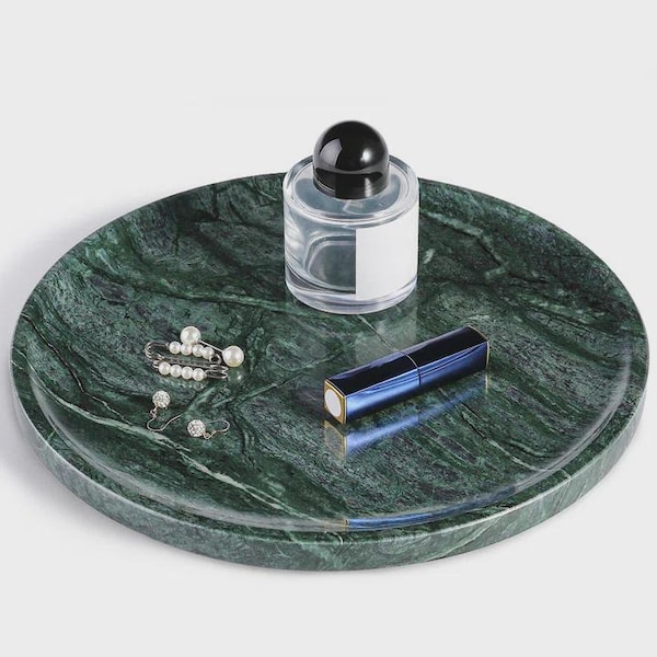 12” Round Natural Marble Vanity Tray
