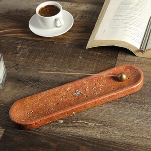 Natural Marble Incense Holder Burner for Sticks, 11*2.5in D1256 Red