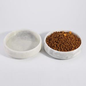 7" Natural Marble Pet Bowl: Non-Slip Dog & Cat Food Dish