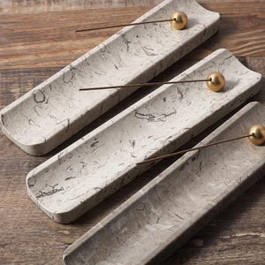 Natural Marble Incense Holder Burner for Sticks, 11*2.5in D1674 Grey