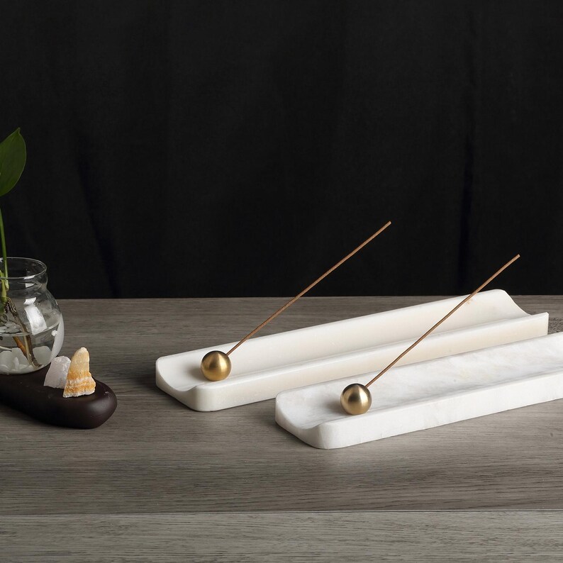Natural Marble Incense Holder Burner for Sticks, 11*2.5in D1569 Beige