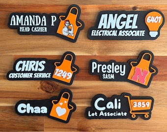 THD Store Name Tags, Name + Role + Icon