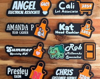 THD Store Name Tags, Name + Role + Icon