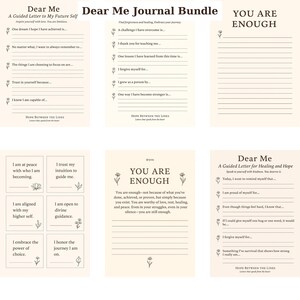 Pacchetto diario Dear Me - Autoriflessione guidata e affermazione stampabile / Salute mentale / Schede di lavoro di guarigione