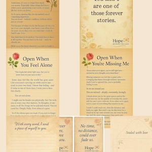 Paquete de cartas románticas "Abre cuando": notas de amor vintage imprimibles para apoyar a tu pareja a distancia o en prisión