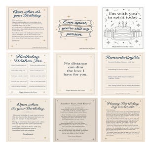 Paquete de cartas de cumpleaños para él en prisión/Regalo imprimible para reclusos/Set de cumpleaños romántico/Descarga en PDF de Hope Between The Lines