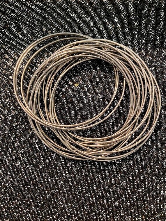 Silver Tone Intertwined Detailed Bamboo Effect Ba… - image 2