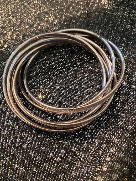 Silver Tone Intertwined Rhinestone Bangle Bracelet - image 2