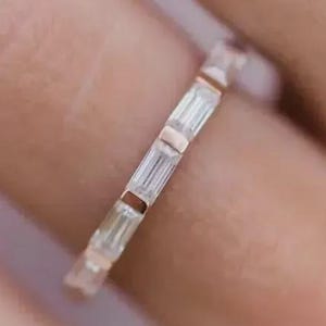 1.00ct Baguette Moissanite Diamond Full Eternity Wedding Band Stackable Band, Engagement Band Sterling Silver S925, Moissanite Wedding Band