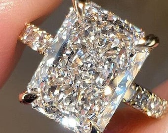 2.50 CT Radiant Cut Lab Grown Diamond Engagement Ring, Hidden Halo Ring, Radiant CVD Diamond Ring, Proposal Ring,Anniversary Ring For Women