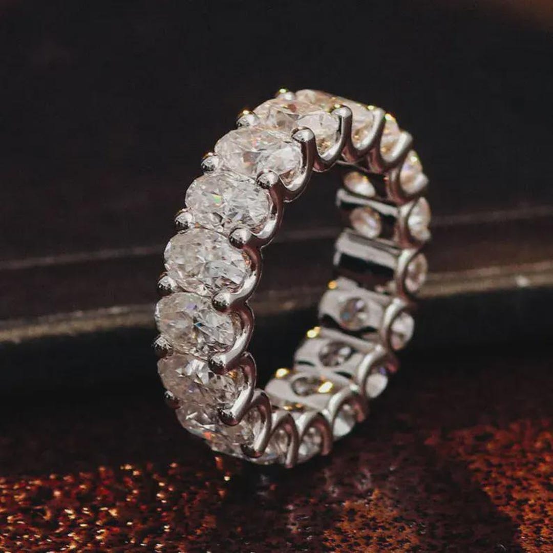 Oval Cut Moissanite Wedding Band Yellow Gold Wedding Band Vintage ...